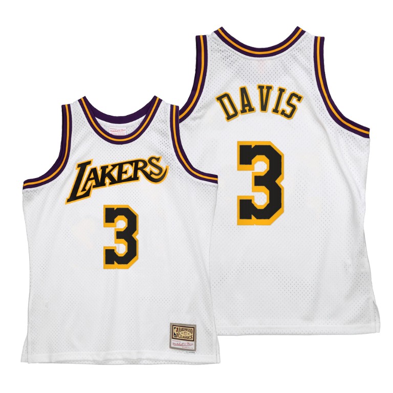 Men's Los Angeles Lakers Anthony Davis #3 NBA Hardwood Classics Reload 2.0 White Basketball Jersey SRL3483HG
